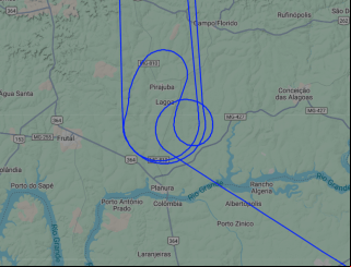 Avião KC-390 da FAB sobrevoa Colômbia e faz voltas sobre Pirajuba e Planura